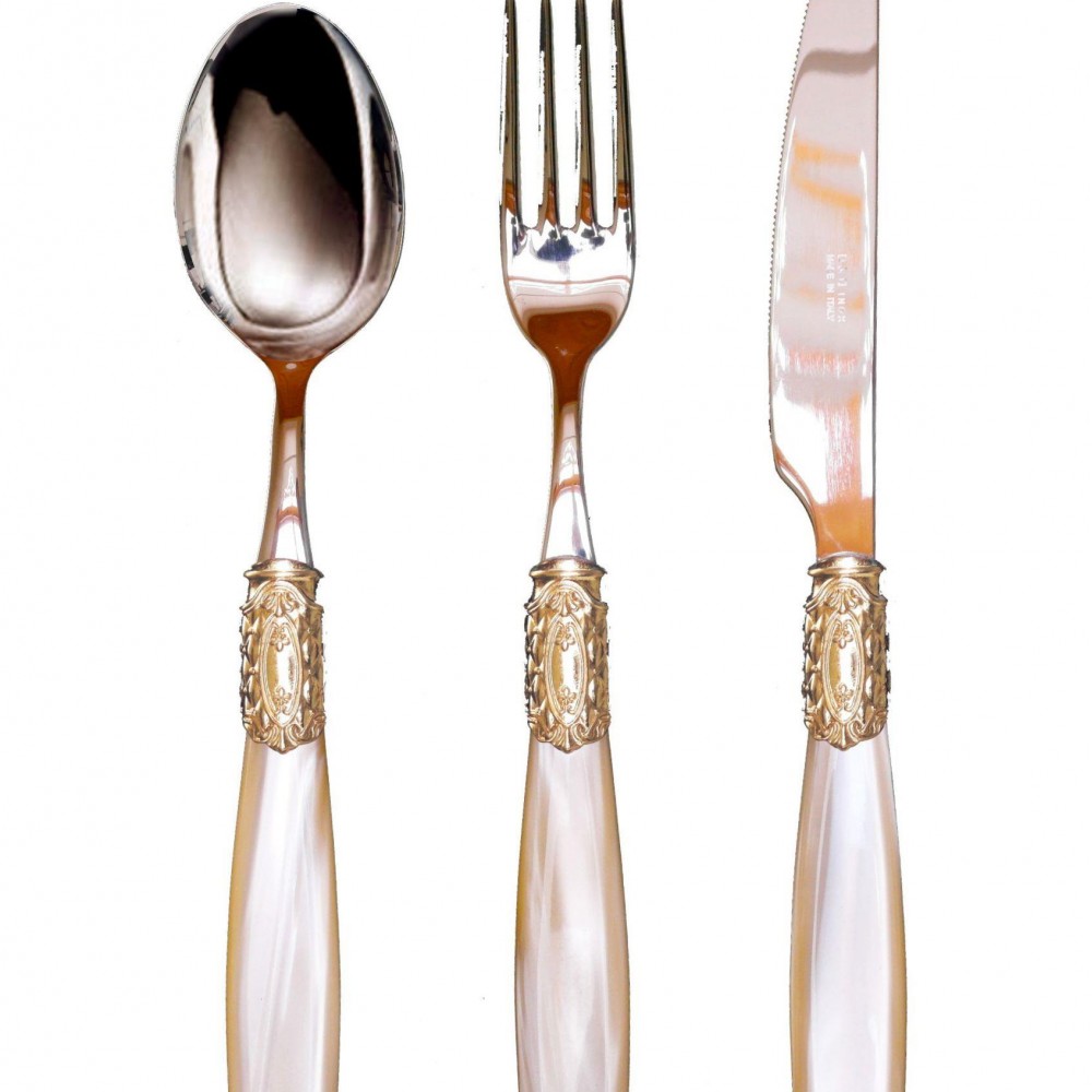 Victoria Shine Gold Steel 75  Parça Çatal,Bıçak ve Kaşık Seti